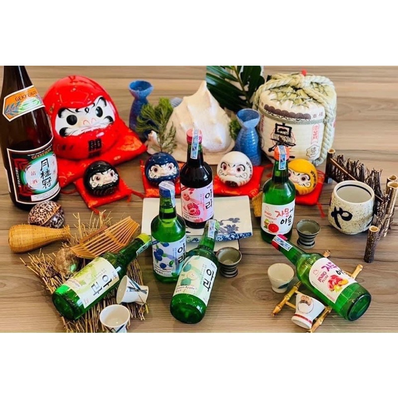 Nước Soju vị hoa quả Hàn Quốc - đào, táo, nho, việt quất, mâm xôi, vải