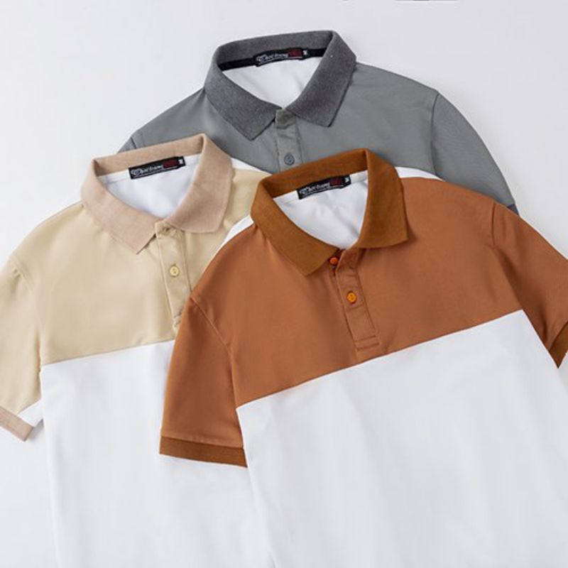 Áo Polo Nam Phối Màu Chất Liệu Vải Cá Sấu Mềm Mịn Mát Thấm Hút Mồ Hôi Tốt  Màu Sắc Thanh Lịch Thiết Kế Chuẩn From
