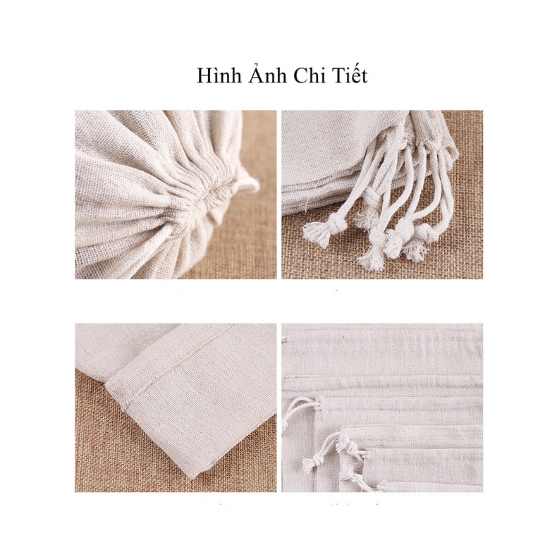 Túi Vải Cotton Mộc Dây Rút Đựng Đồ Tiện Dụng Đi Du Lịch 15*20cm và 29*36cm