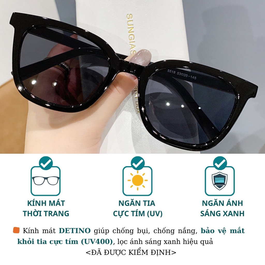 Kính mát nam gọng vuông thời trang Hàn Quốc mắt kính râm nam cao cấp chống tia UV unisex hotrend đẹp DETINO K05