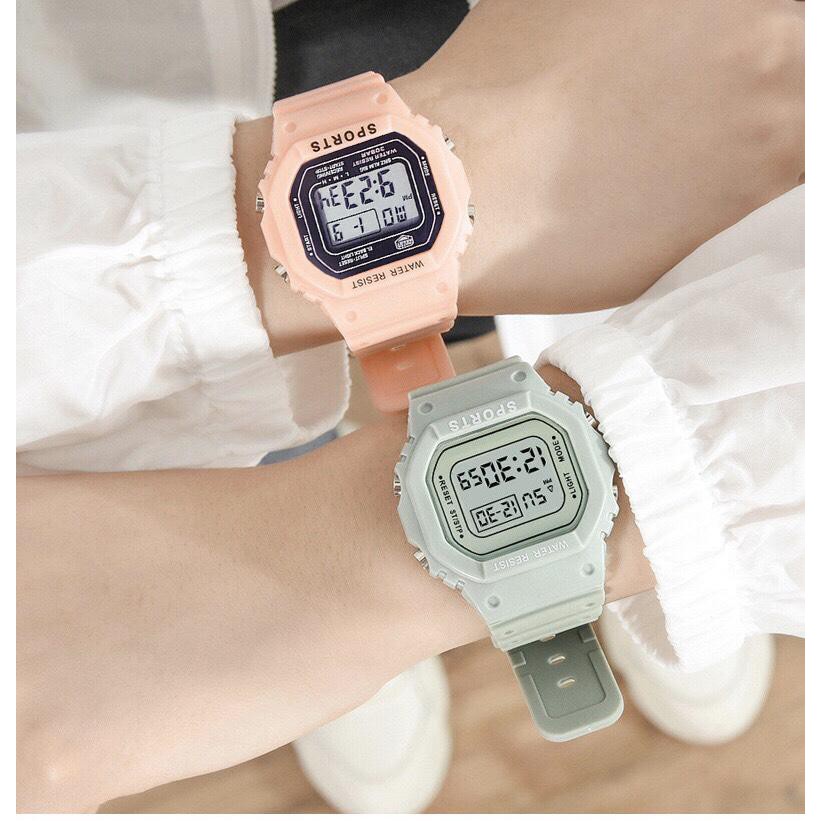 Đồng Hồ Thể Thao Unisex Sppors Điện Tử Mặt Chữ Nhật Thời Trang Nam Nữ Siêu Đẹp - Hazo