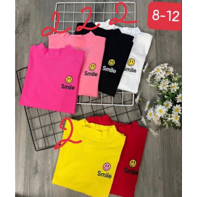 {18-45kg} Áo dài tay giữ nhiệt cổ cao 3p cho bé gái 100% cotton mịn đẹp