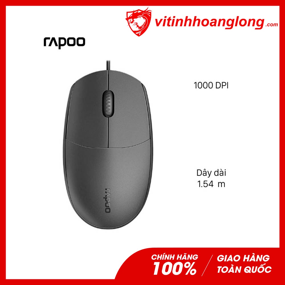 Chuột máy tính Có Dây Rapoo N100 Đen BH 24 tháng