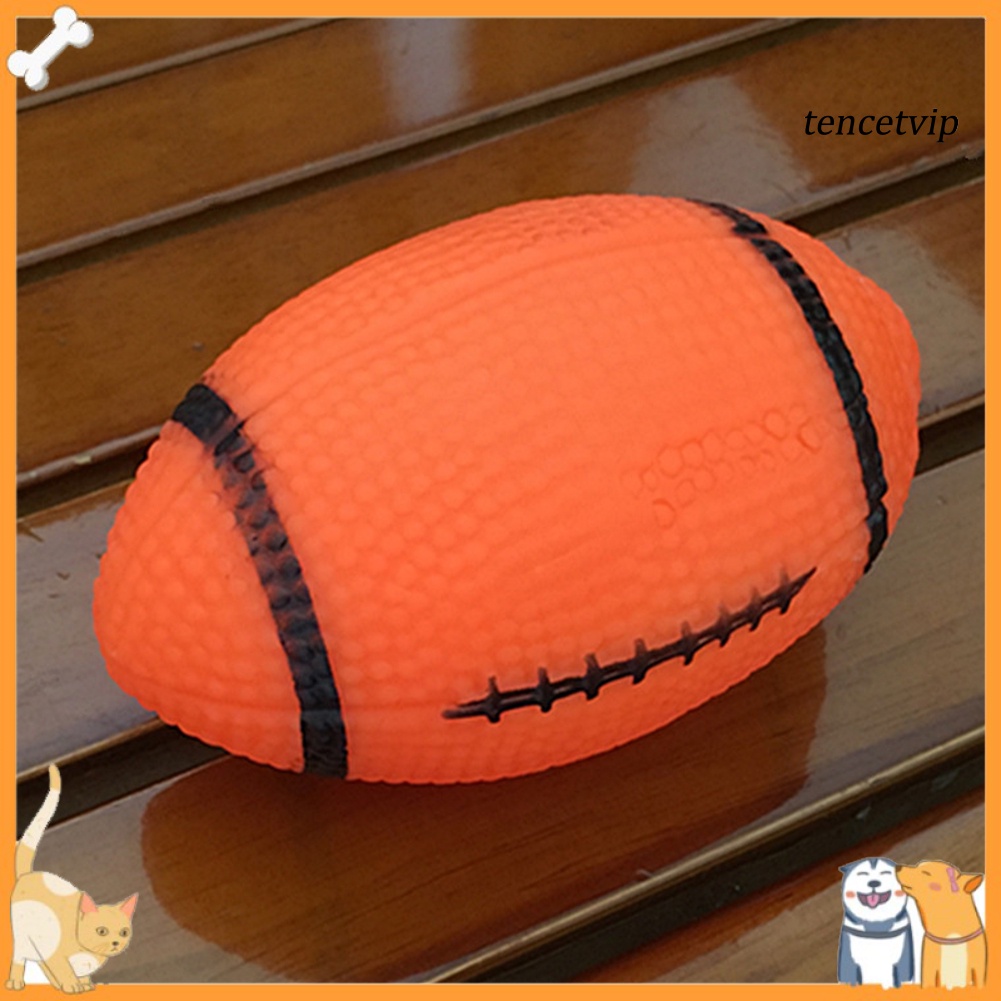 [Vip]Pet Puppy Chew Bite Rugby Ball Squeaker Squeaky Training Sound Toy Dog Gift