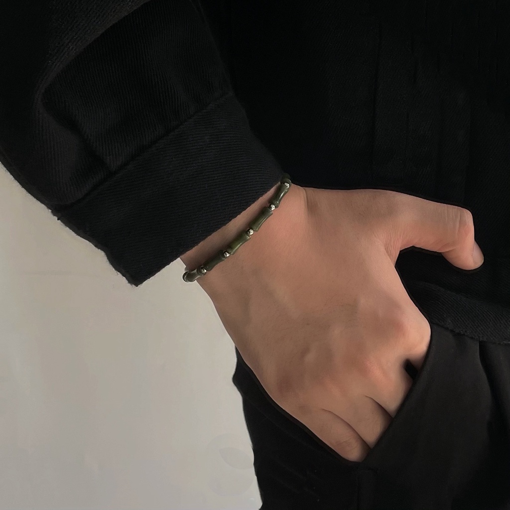 Vòng tay nam và nữ DEOJI . Trúc cát tường may mắn, ngọc trúc kết hợp hạt Titan