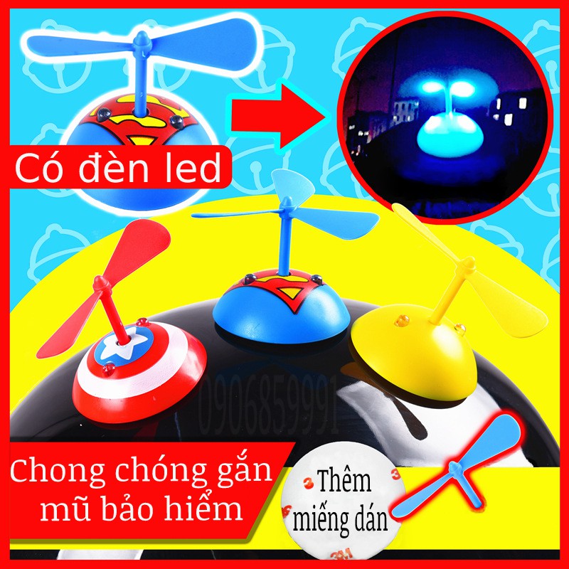 Chong chóng gắn mũ bảo hiểm,có đèn led (Nhiều màu)