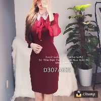 ĐẦM BODY PHỐI SƠ MI CỔ REN
