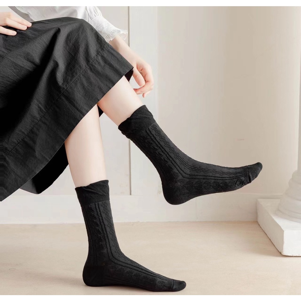 Vớ Cotton Cổ Cao Màu Sắc Ngọt Ngào Dễ Phối Đồ Thời Trang Phong Cách Hàn Quốc Cho Nữ