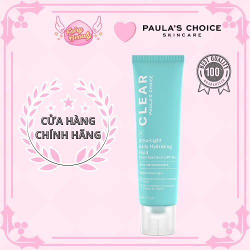 [PAULA'S CHOICE] Kem Chống Nắng Cho Da Mụn Clear Ultra-Light Daily Hydrating Fluid Broad Spectrum SPF 30+ 60ml (Mã 6130)