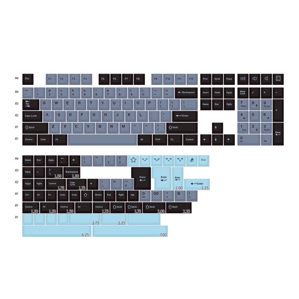 173 Phím GMK 8008 Keycaps Cherry Profile ABS Double Shot Bàn phím cơ Keycap Set