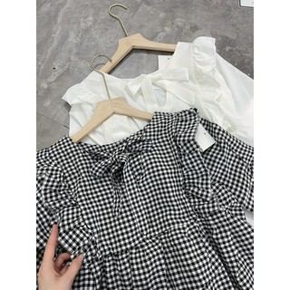 Đầm baby doll bèo nơ lưng