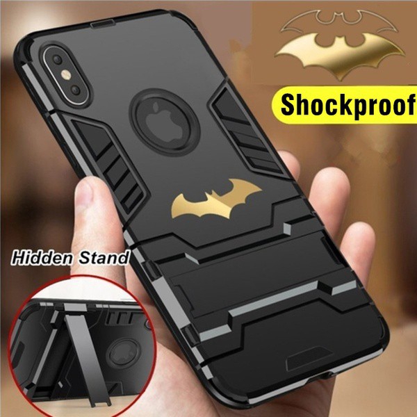 Ốp lưng có đế chống nhựa PC hình người dơi cho IPhone 6 6S 7 8 plus x xs xr xs max