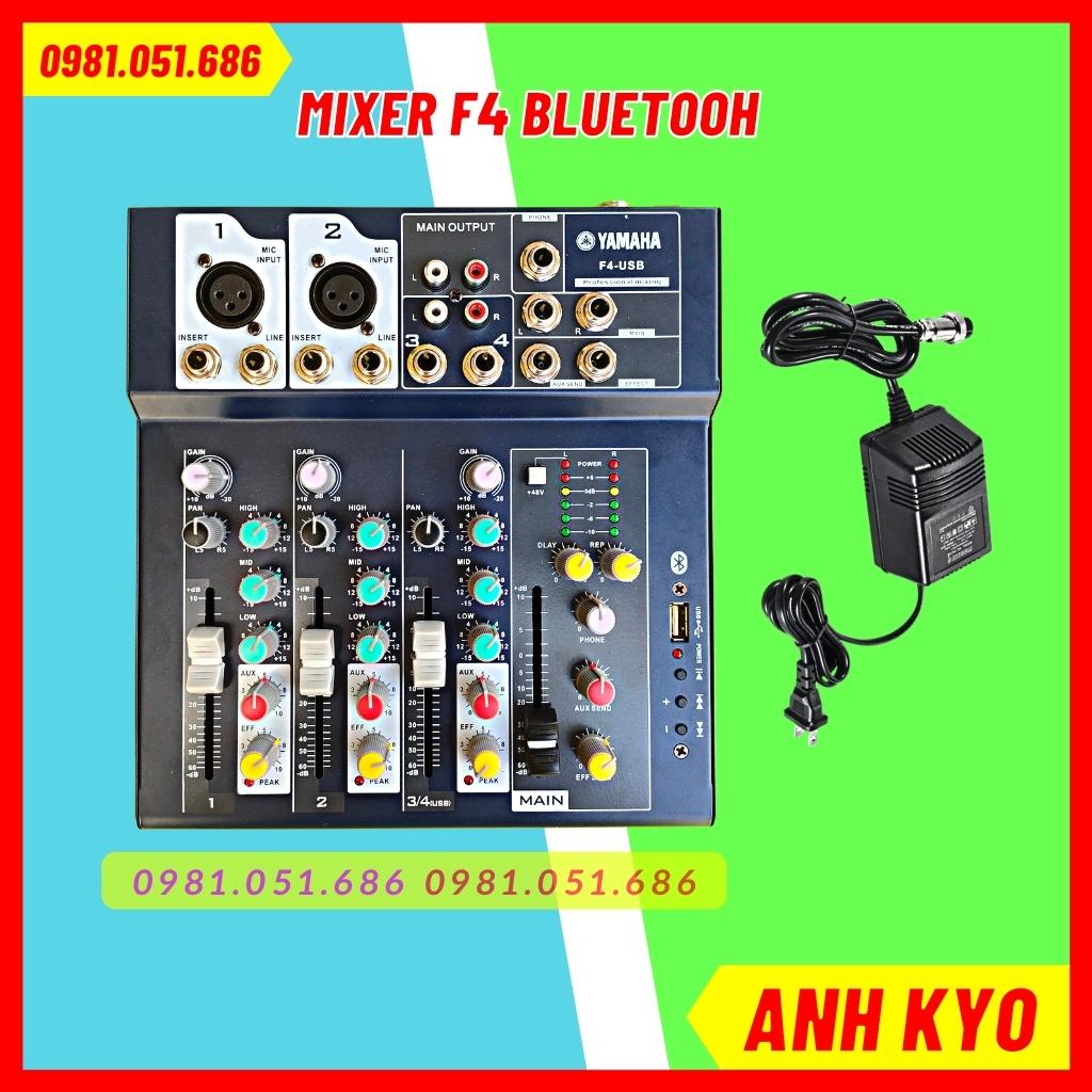 Mixer F4 yamaha usb hỗ trợ kết nối blutooth, âm thanh chân thực, có thể kết nối ra loa. Bảo hành lên đến 12 tháng