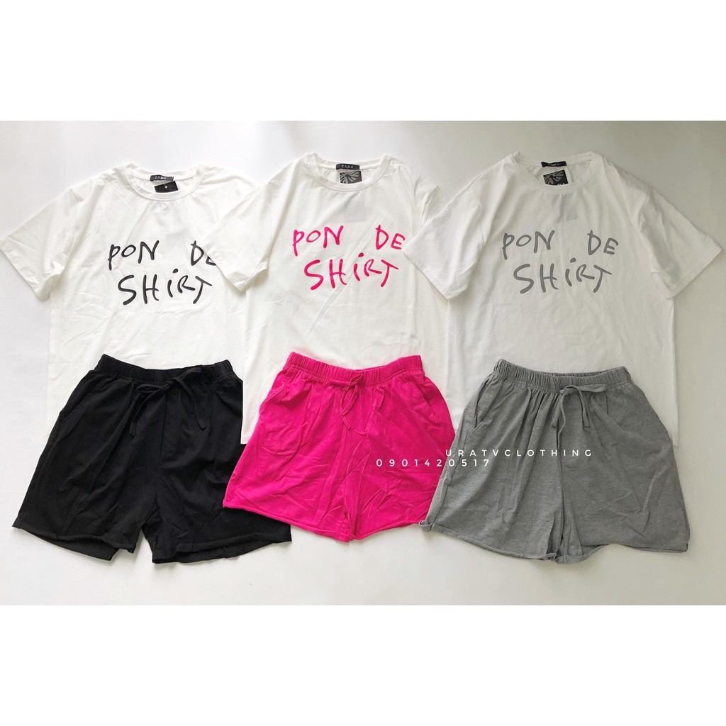 [FREESHIP - ẢNH THẬT] SET thun BỘ ĐÙI + áo in PON DE SHIRT