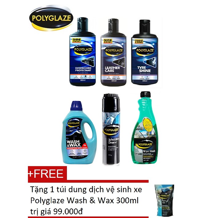 Bộ 6 sản phẩm vệ sinh ô tô Polyglaze Car Care 6PCC