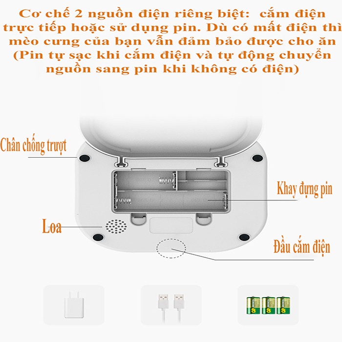 Máy cho chó mèo ăn tự động dung tích 11L phù hợp cho cả cún và mèo,Máy ăn tự động chó mèo chăm sóc pet yêu