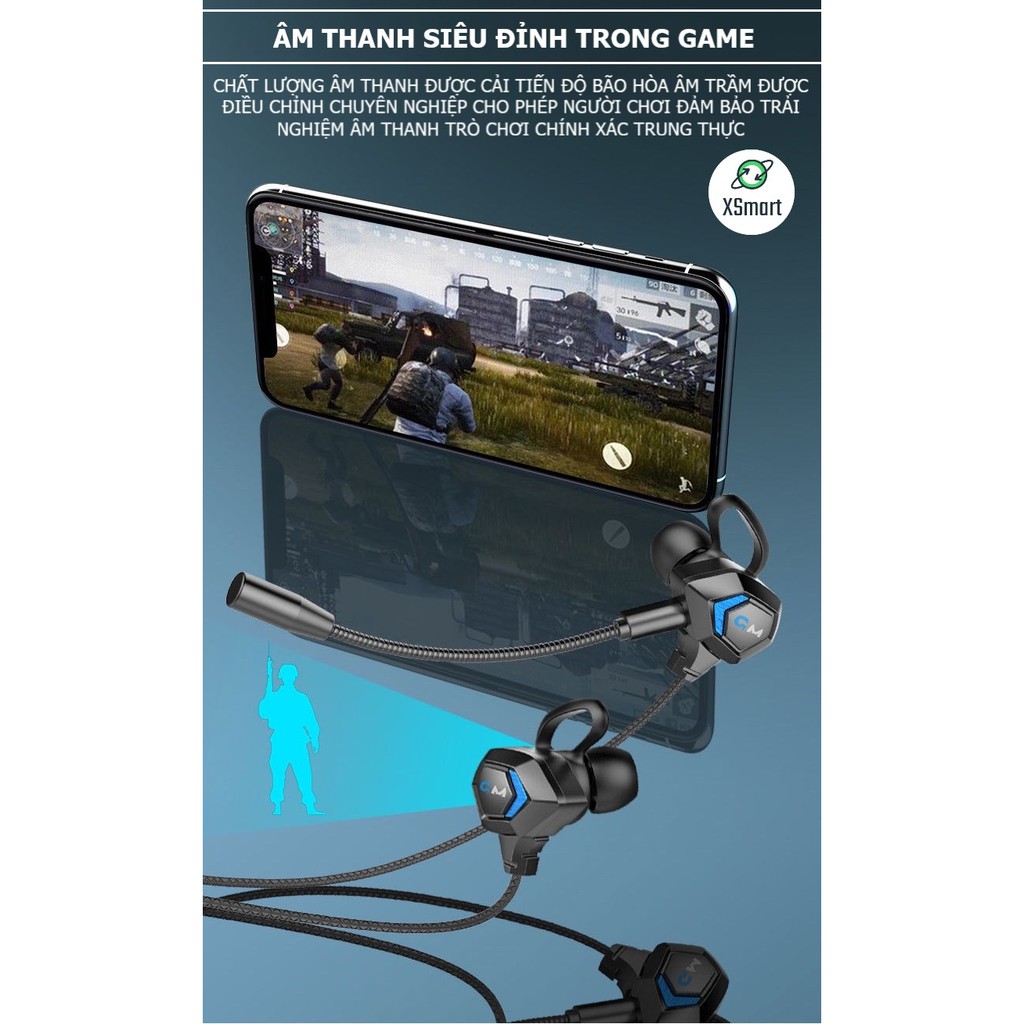 Tai nghe chơi game nhét tai có dây cho điện thoại máy tính G28 Gaming Bass 2021 có mic đàm thoại, âm thanh cực chất