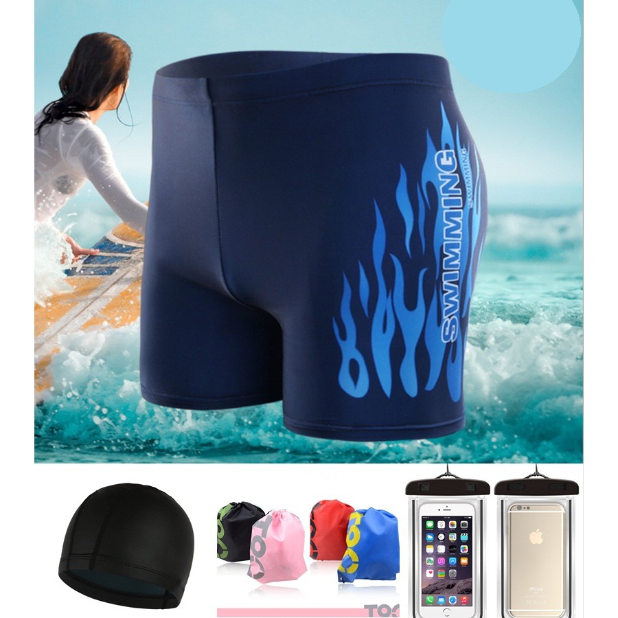 [Combo 4 cực sốc ] Quần bơi nam kèm mũ bơi, túi T90 và túi chống nước điện thoại QB 6019