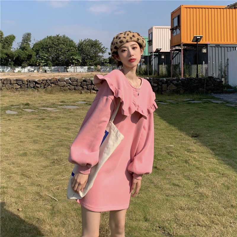 [SALE MẠNH] 💜 Váy nữ dài tay chất liệu nỉ siêu mềm mịn với cổ búp bê ngọt ngào 🍬 | BigBuy360 - bigbuy360.vn