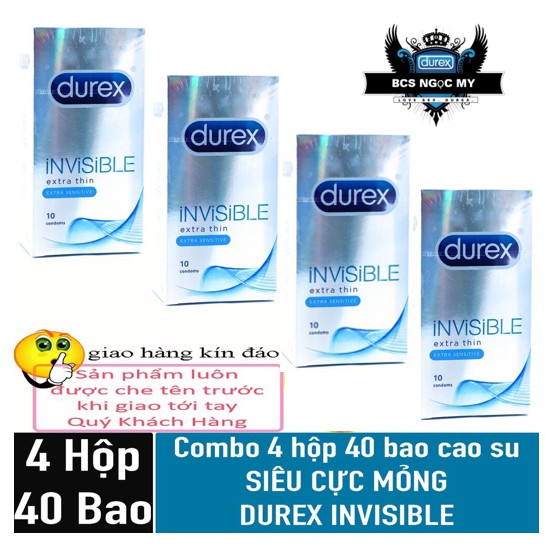 [ COMBO HOT ] 4 hộp DUREX INVISIBLE SIÊU MỎNG ÔM SÁT