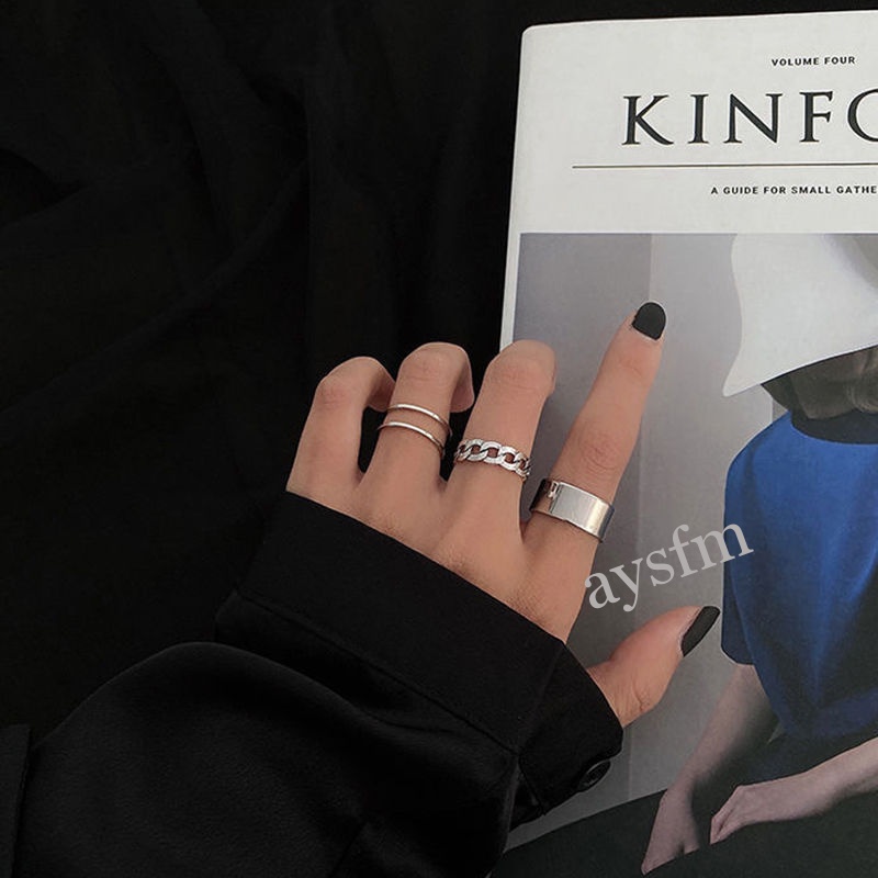 Set 3 nhẫn thời trang kiểu punk hip hop sành điệu