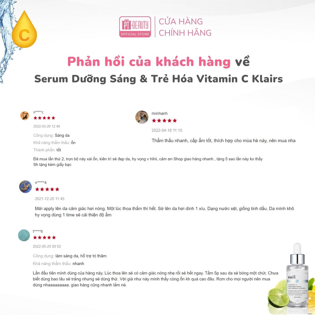 Tinh chất dưỡng sáng và trẻ hóa da Dear Klairs Freshly Juiced Vitamin Drop 35ml