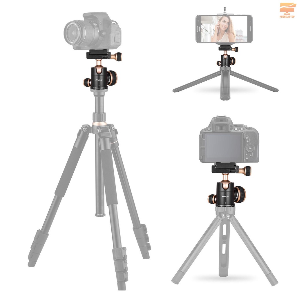 Chân Đế Máy Ảnh Andoer Q30 Cnc Panorama Bằng Hợp Kim Nhôm Tải Trọng Tối Đa 5kg Xoay 360 Độ Vít 1 / 4 Inch 3 / 8 Inch