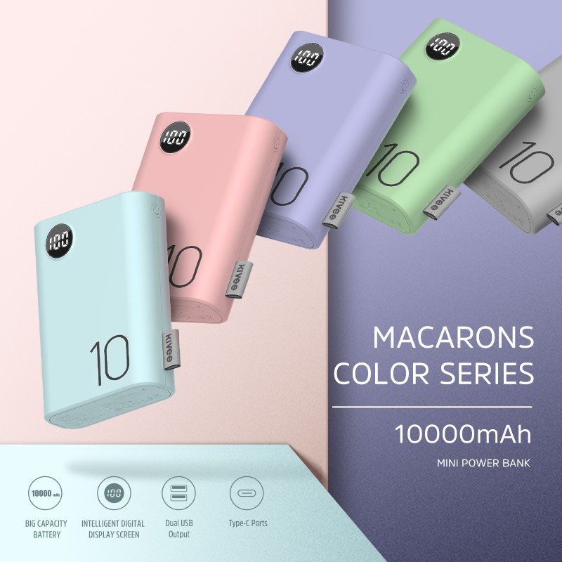 [ Chính Hãng Kivee ] Pin Sạc dự phòng dung lượng 10000 mAh PF23 màn hình hiển thị LED hỗ trợ sạc nhanh