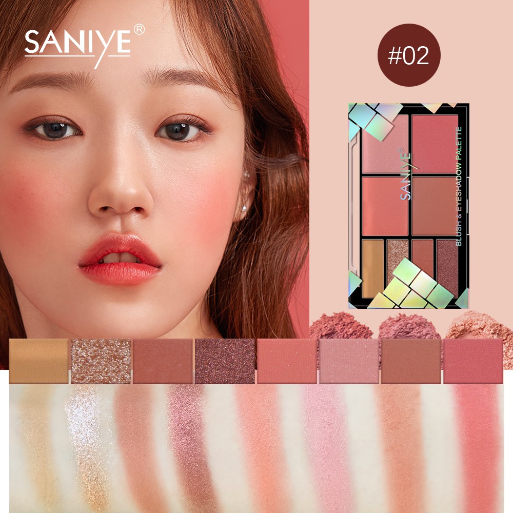 Bảng phấn mắt kết hợp phấn má hồng SANIYE 8 màu chuyên dụng E0827 | BigBuy360 - bigbuy360.vn