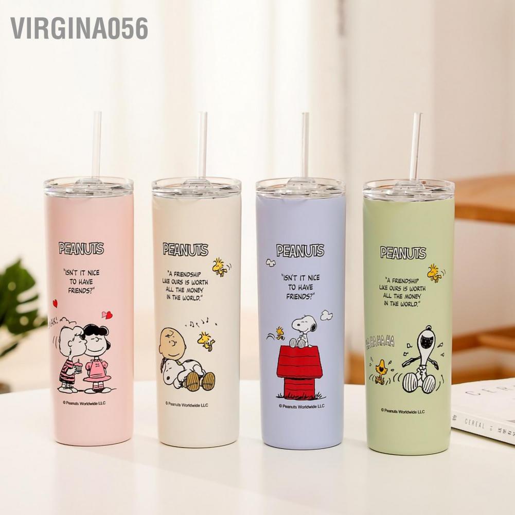 Virgina056 Tumbler cách nhiệt bằng thép không gỉ Mẫu hoạt hình dễ thương Thiết kế chống trượt Bình nước di động cho trẻ em