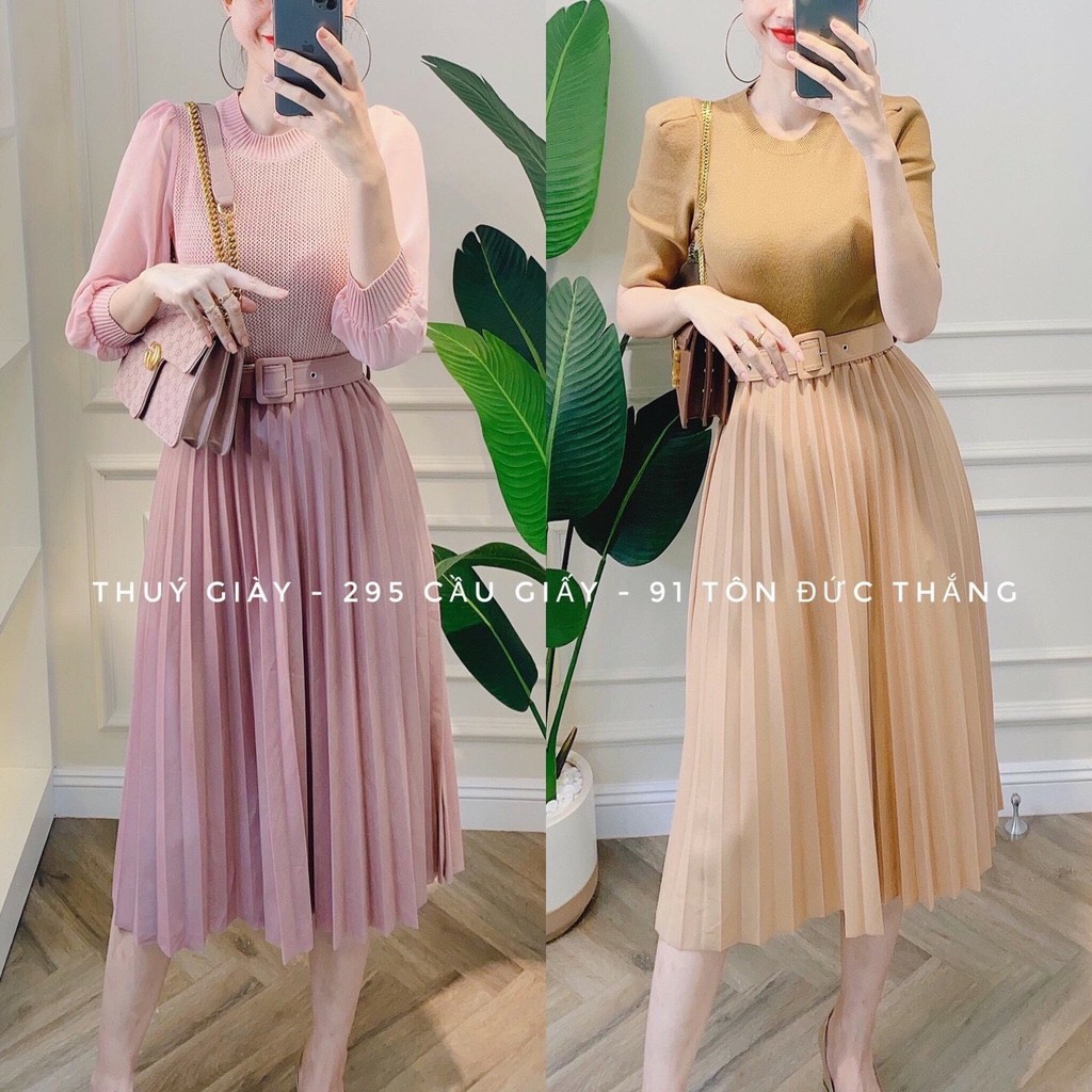 Chân váy xếp ly kèm đai hàng Quảng Châu | BigBuy360 - bigbuy360.vn