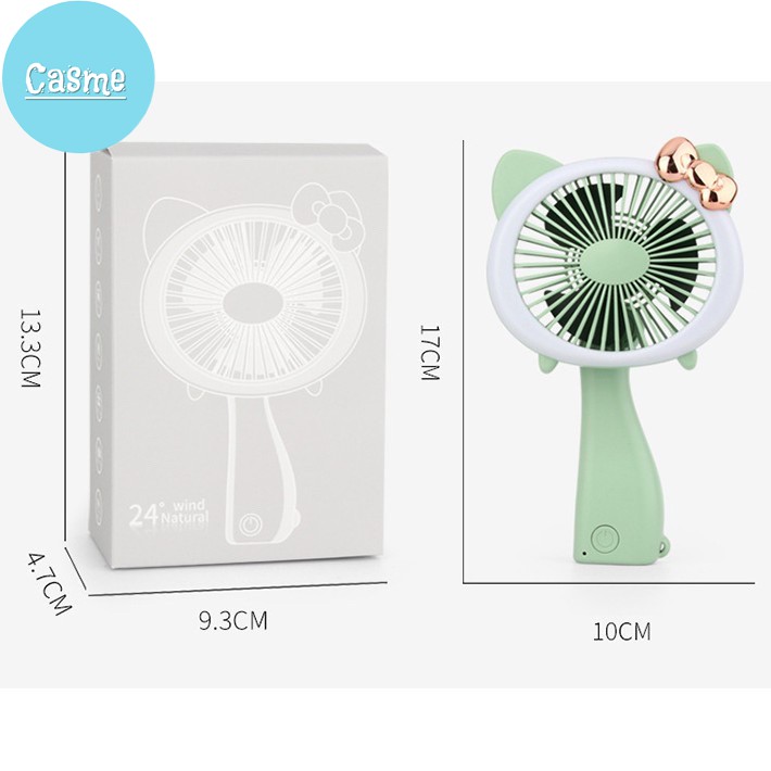 Quạt mini cầm tay Casme, có đèn LED, cổng sạc USB, hình con mèo dễ thương - Q003 | BigBuy360 - bigbuy360.vn