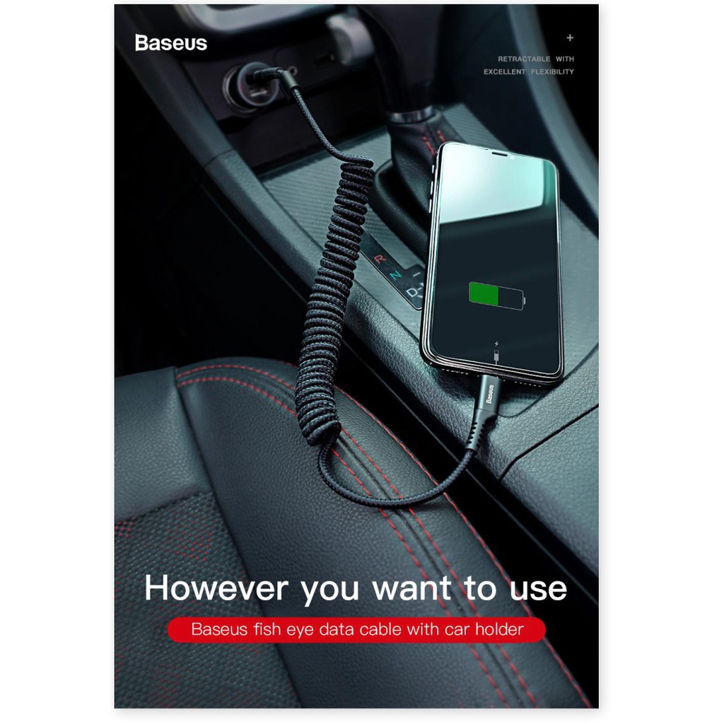 Cáp Sạc Dây Xoắn Đàn Hồi Baseus Fish Eye Spring Data Dùng Cho Điện Thoại Nhà Táo