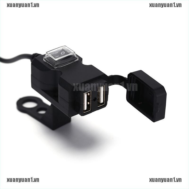 Ổ Cắm Sạc USB Kép 12V Gắn Tay Lái Xe Máy Chống Nước XUANYUAN1