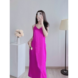 Váy lụa 2 dây dáng dài