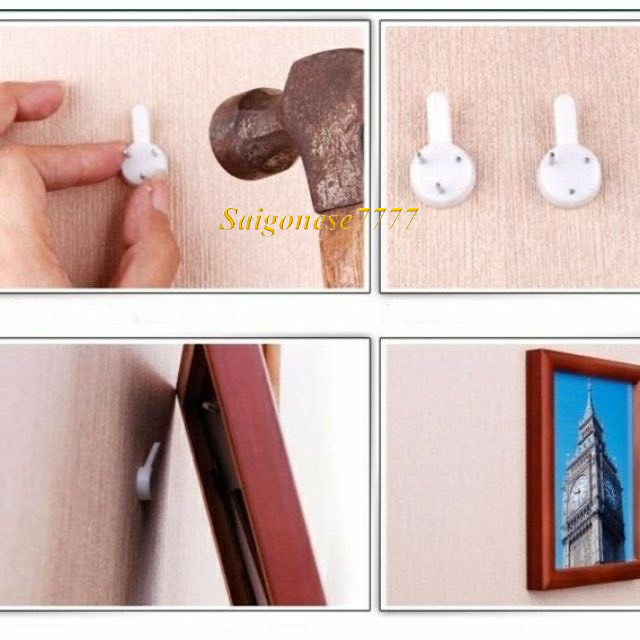 20 Đinh Ghim 3 Chấu Móc Treo Khung Tranh Vật Dụng Tiện Lợi Không Cần Khoan Tường Frame Picture Hanger