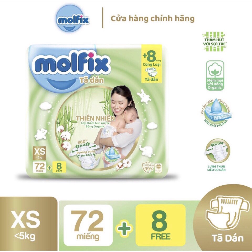 Bỉm MOLFIX tã quần/dán NB100,XS780,S64,M84,L76,XL70,XXL64,...