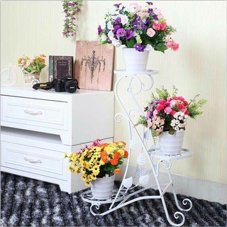 Kệ cây cảnh bằng sắt 3 tầng họa tiết lá