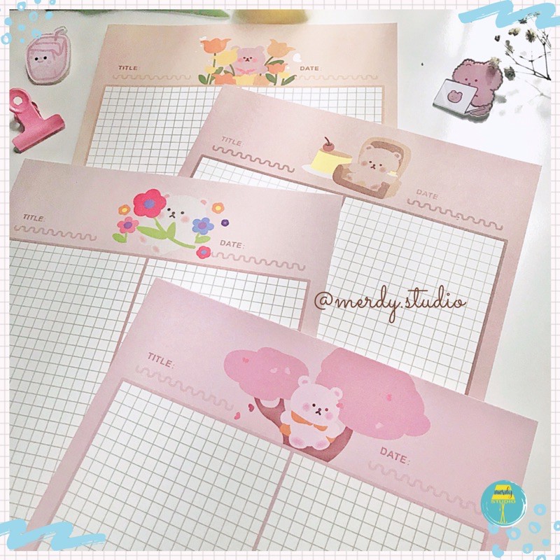 Tập 30 tờ giấy note B5 Spring Day màu pastel xinh xắn