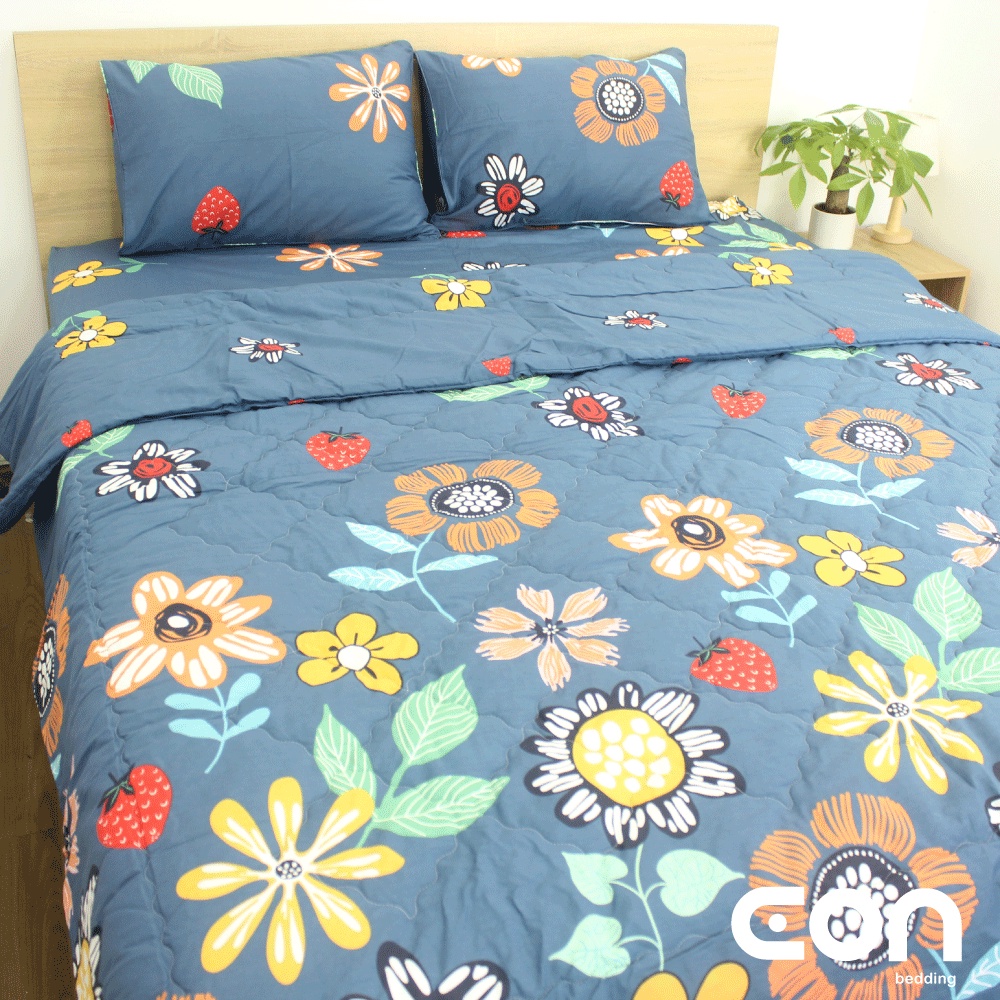 Chăn chần bông Cotton 100% 2mx2m2 Conbee, mền chần bông Cotton họa tiết bền màu, không xù lông