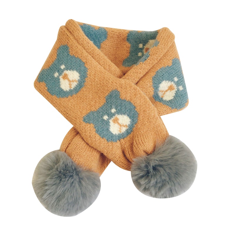 Khăn Choàng Cổ Dệt Kim Dày Dặn Giữ Ấm In Họa Tiết Hoạt Hình Dễ Thương Thời Trang Thu Đông Cho Bé