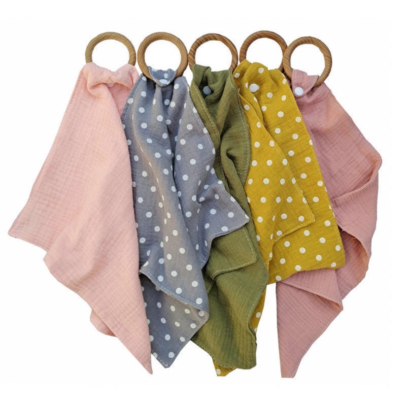 Haha Yếm Ăn Cotton Với Vòng Nhẫn Kiểu Bandana Cho Bé Sơ Sinh Dùng Làm Quà Tặng
