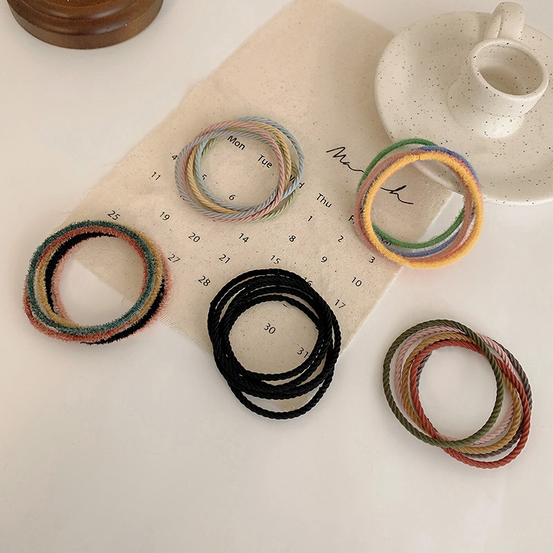 Set 5 Dây Buộc Tóc Màu Sắc Kẹo Ngọt Phong Cách Hàn Quốc Đơn Giản Cho Nữ