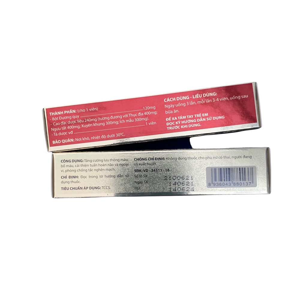 Viên uống Hoạt Huyết Phúc Hưng tăng cường tuần hoàn não - Hộp 2 vỉ x 20 viên nén