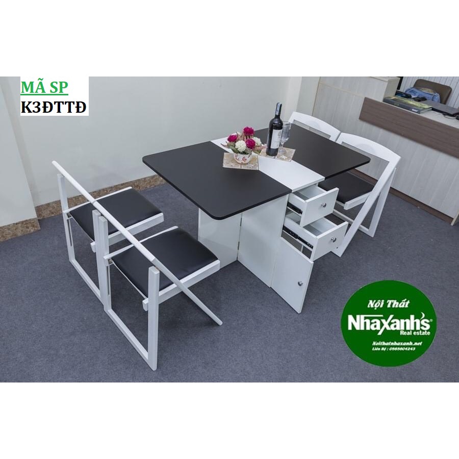 Bàn Ăn Thông Minh Gấp Gọn Đủ Mẫu - Bàn 4 Ghế 1m4 MDF