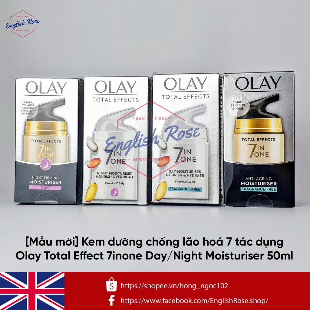 [BẢN UK Made in Poland] Kem dưỡng chống lão hoá 7 tác dụng Olay Total Effect Ngày Đêm 50ml