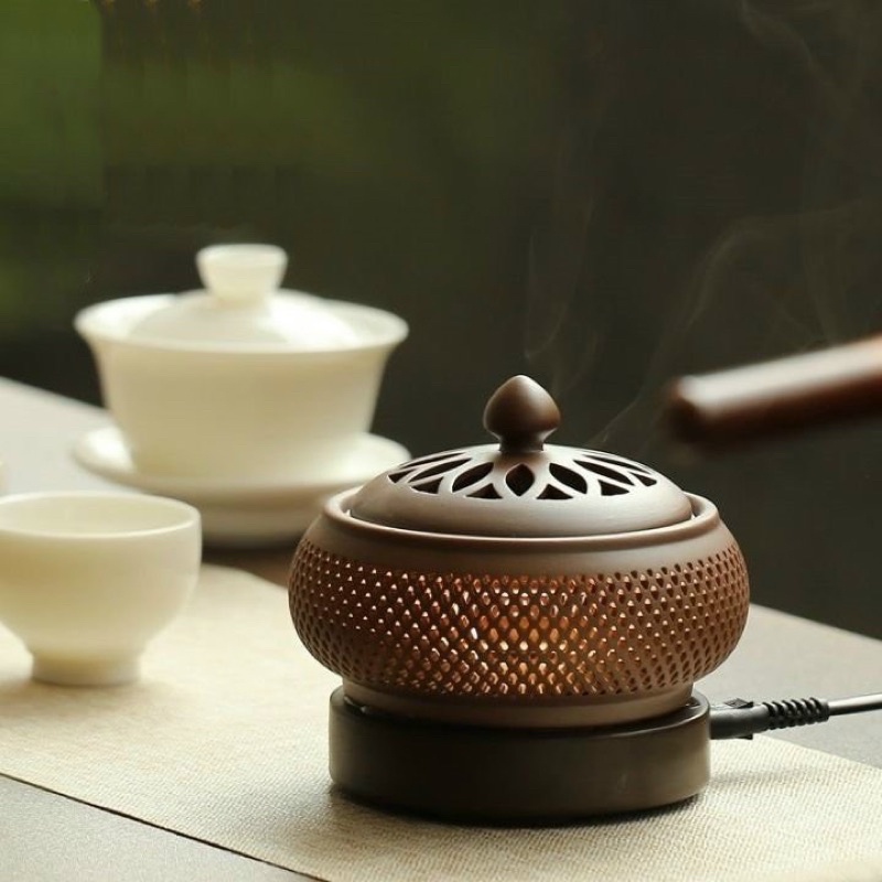Lò xông trầm hương dùng điện, hẹn giờ tự tắt.