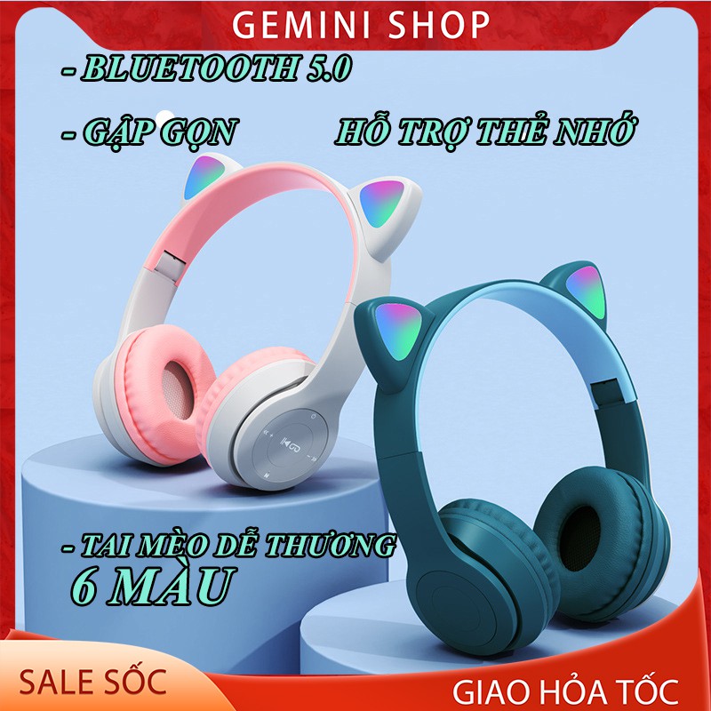 Tai Nghe Chụp tai Mèo Bluetooth P47 ST71 Headphone Dễ Thương Có Mic,Âm Bass Mạnh Mẽ PIN TRÂU GEMINI SHOP