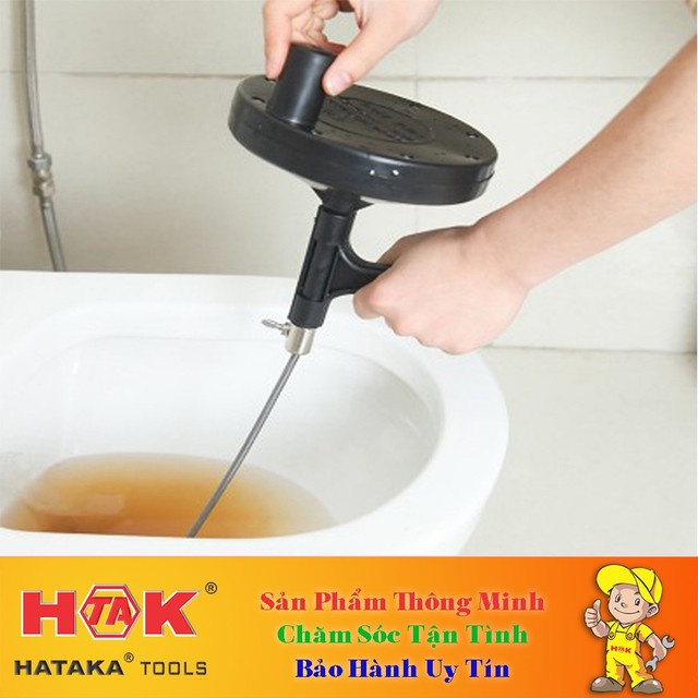 Dụng Cụ Thông Cống LÒ XO DÀI 5 Mét/7 Mét - Có Tay Cầm Xoay - Đen/Đỏ - Kéo Rác, Lông Tóc Thông Đường Ống