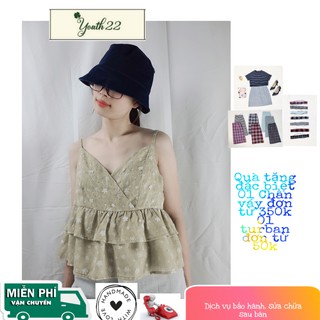 Youth22 áo 2 dây, vạt chéo, 2 tầng